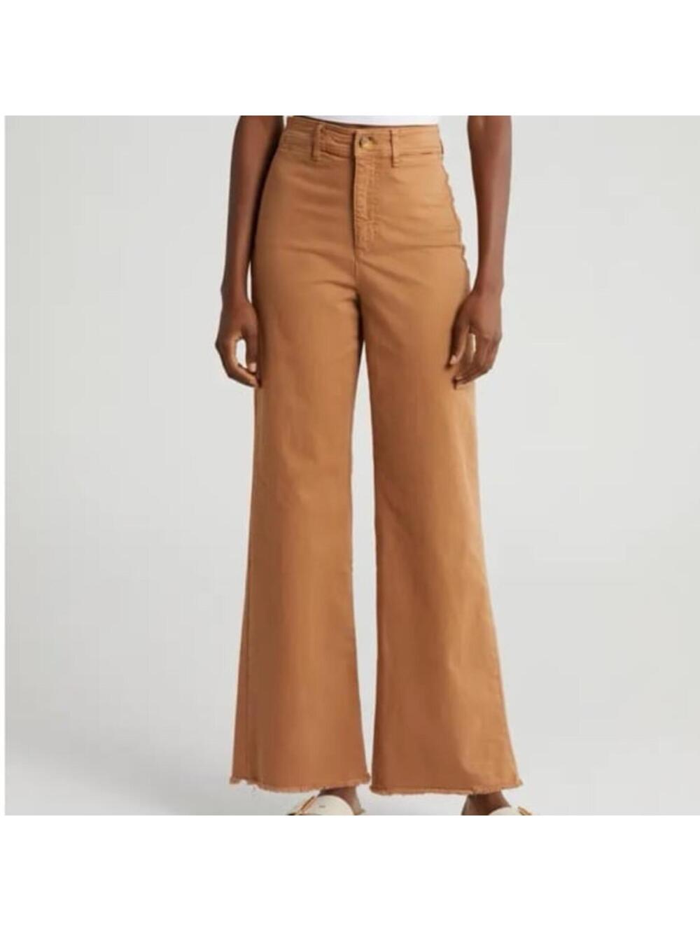 Marine Layer Bridget High Waist Raw Hem Wide Leg Pants size 2 inseam  30